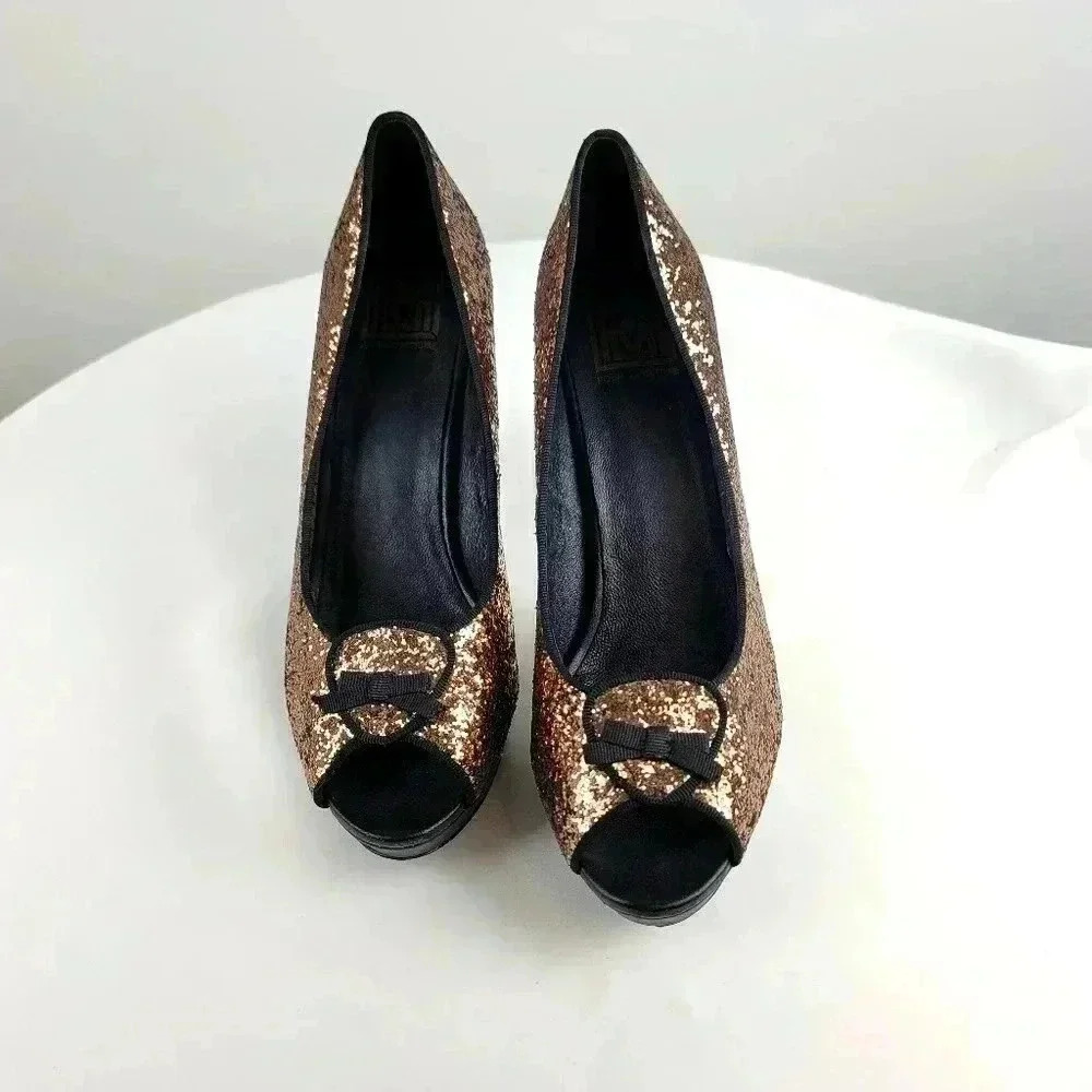 Black and Gold Evening Shoes
